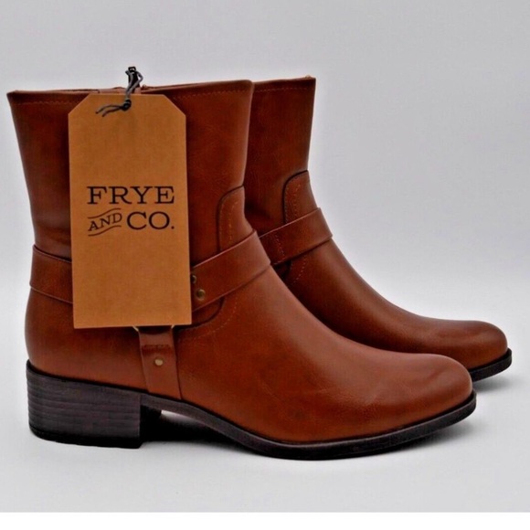 Frye And Co Womens Elodie Flat Heel Motorcycle Boots - Brush Brown Size 10 - Picture 1 of 7